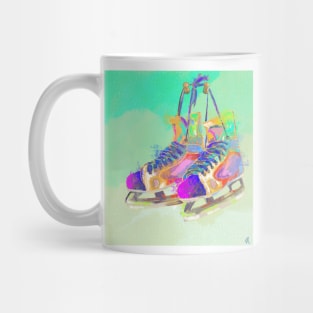 Ice Hockey Skates on Aqua Mug